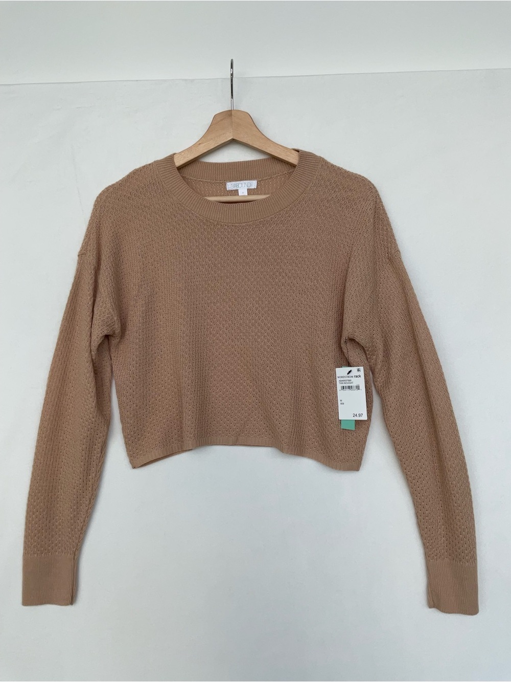 Abound Cropped Knit Long Sleeve Sweater in Camel